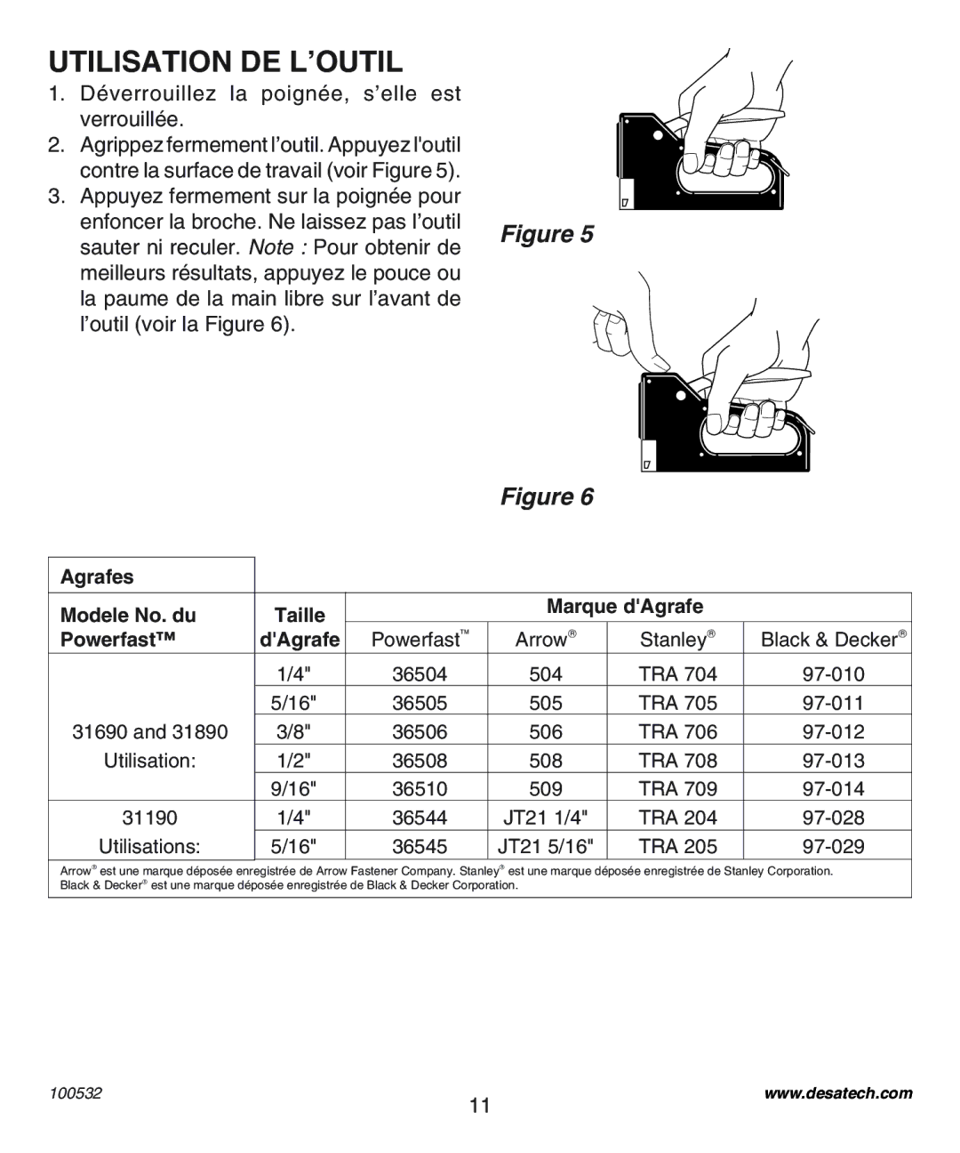 Desa 31890, 31190, 31690 operating instructions Utilisation DE L’OUTIL 