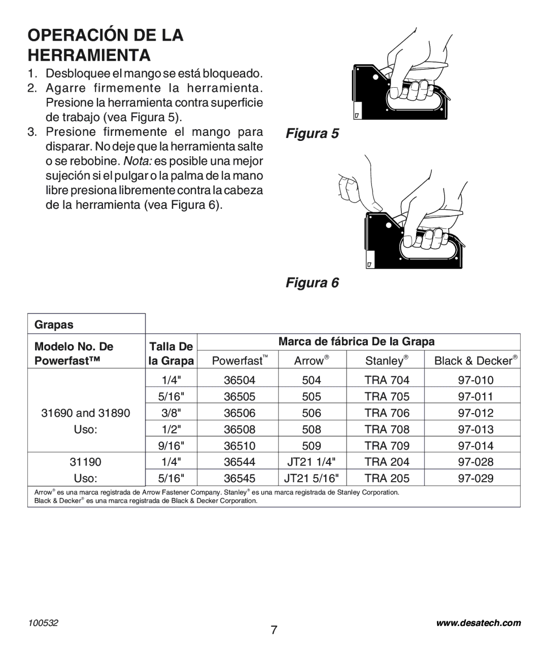 Desa 31690, 31190, 31890 operating instructions Operación DE LA Herramienta 
