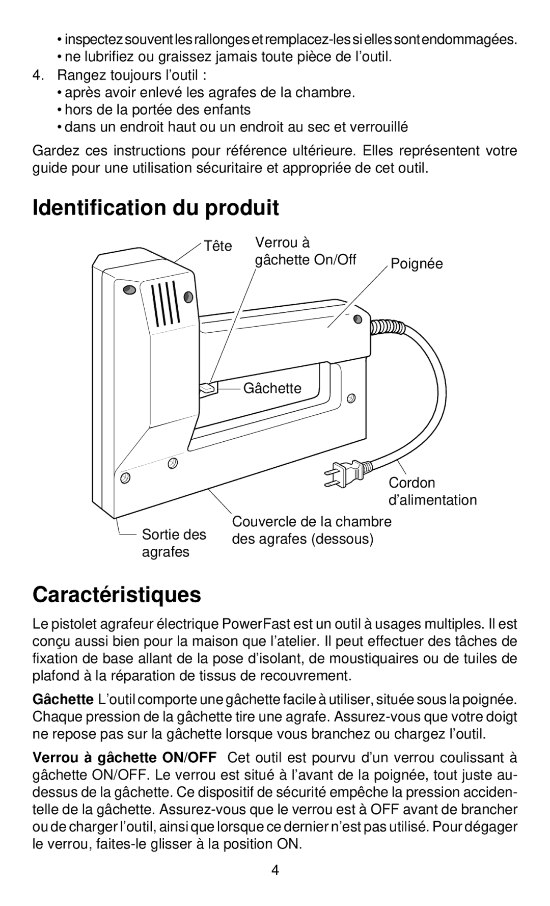 Desa 34310 operating instructions Identification du produit, Caractéristiques 