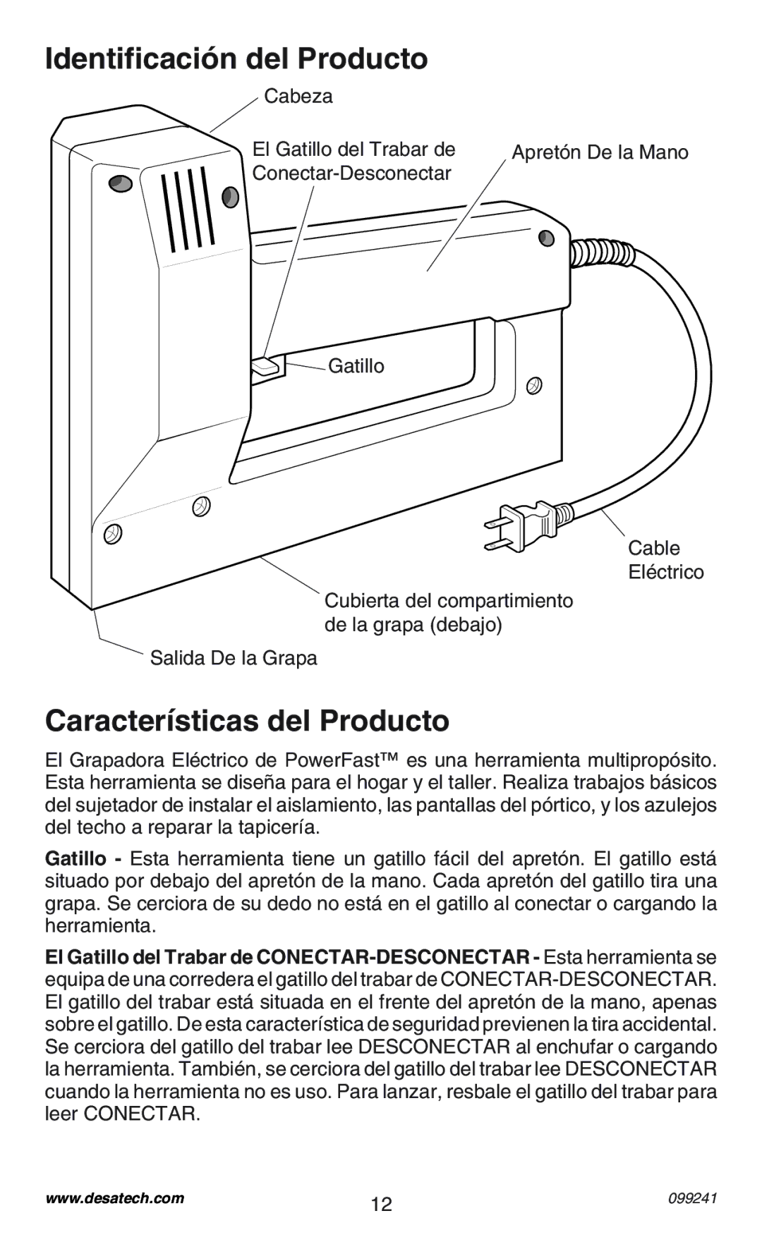 Desa 34392 operating instructions Identificación del Producto, Características del Producto 