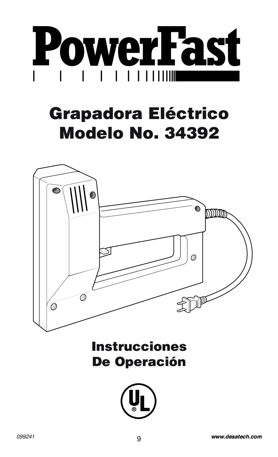 Desa 34392 operating instructions Grapadora Eléctrico Modelo No 