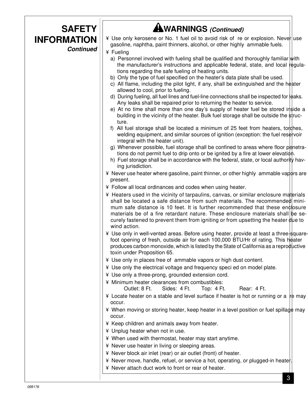 Desa 000 50, 35, 110, 000 BTU/Hr ARL, 000 55, 000 70, 150, 100 owner manual Safety Information 