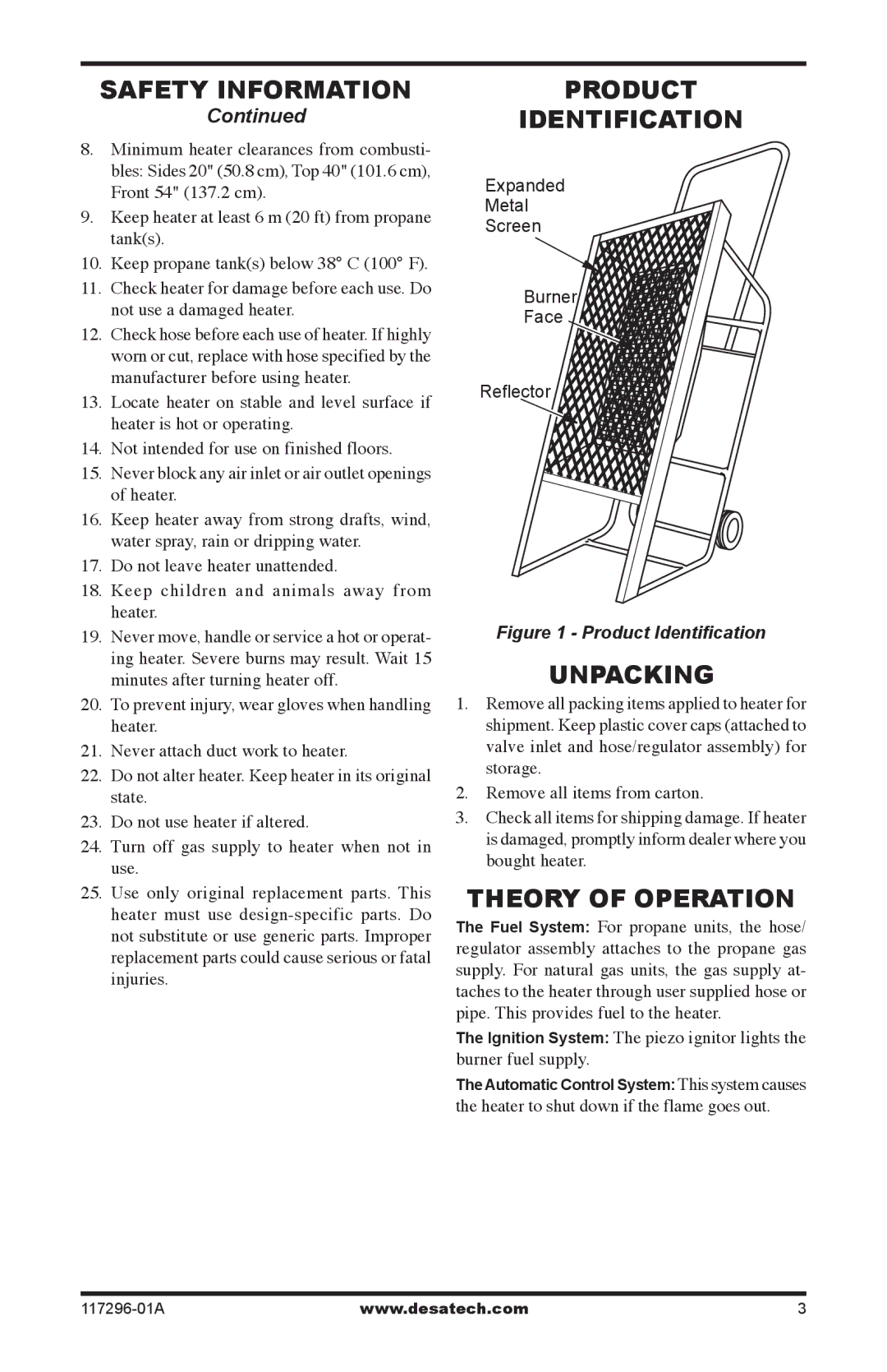 Desa 35-R owner manual Product Identification, Unpacking, Theory of Operation 