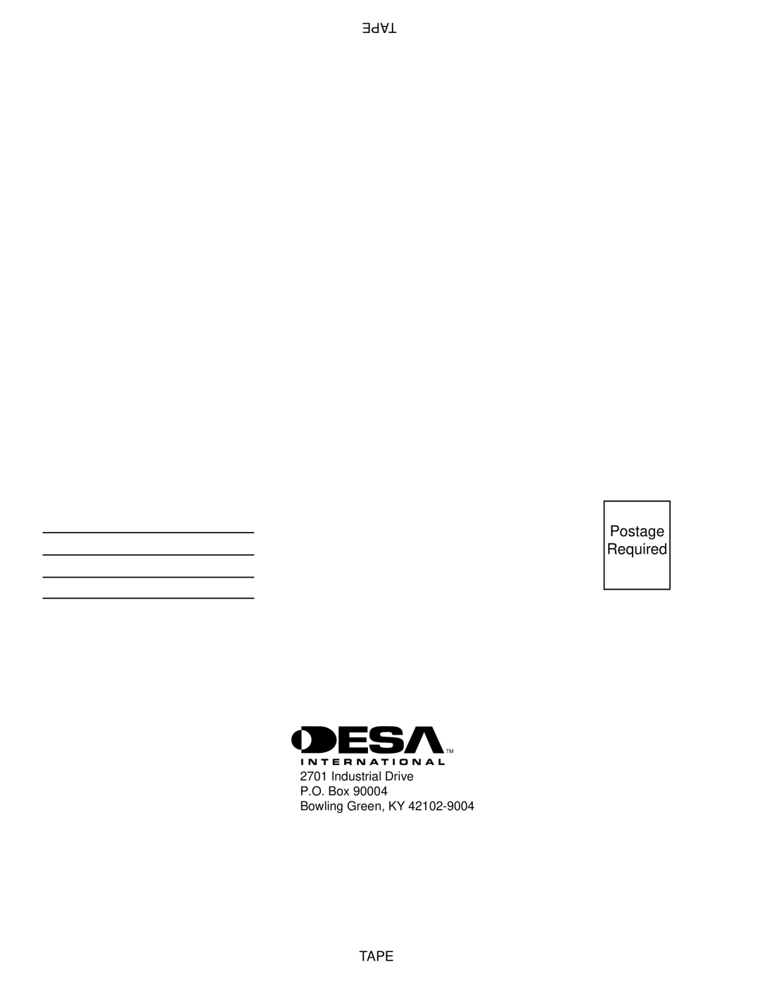 Desa 40, 80, 60 owner manual Postage Required 