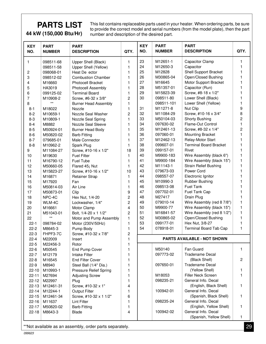 Desa 20, 44 kW (150, 8 (30, 5 (70, 4 (90, 26, 000 Btu/Hr) owner manual NPC-4C 