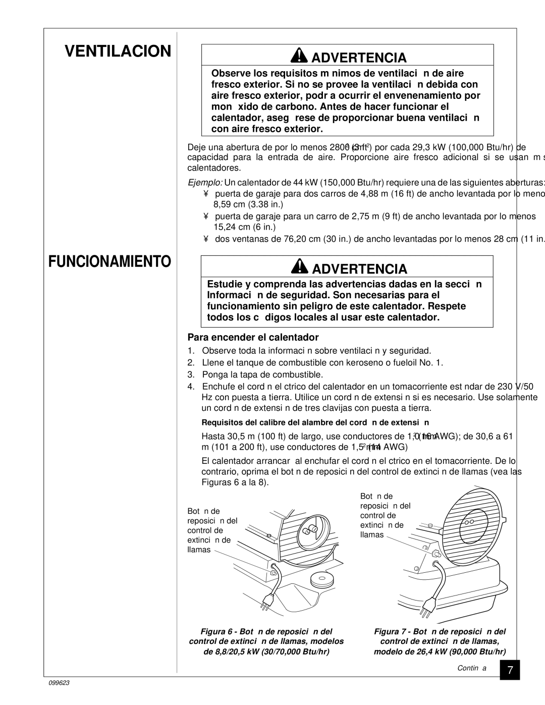 Desa 000 Btu/Hr), 44 kW (150, 8 (30, 5 (70, 4 (90, 20, 26 owner manual Ventilacion, Funcionamiento 