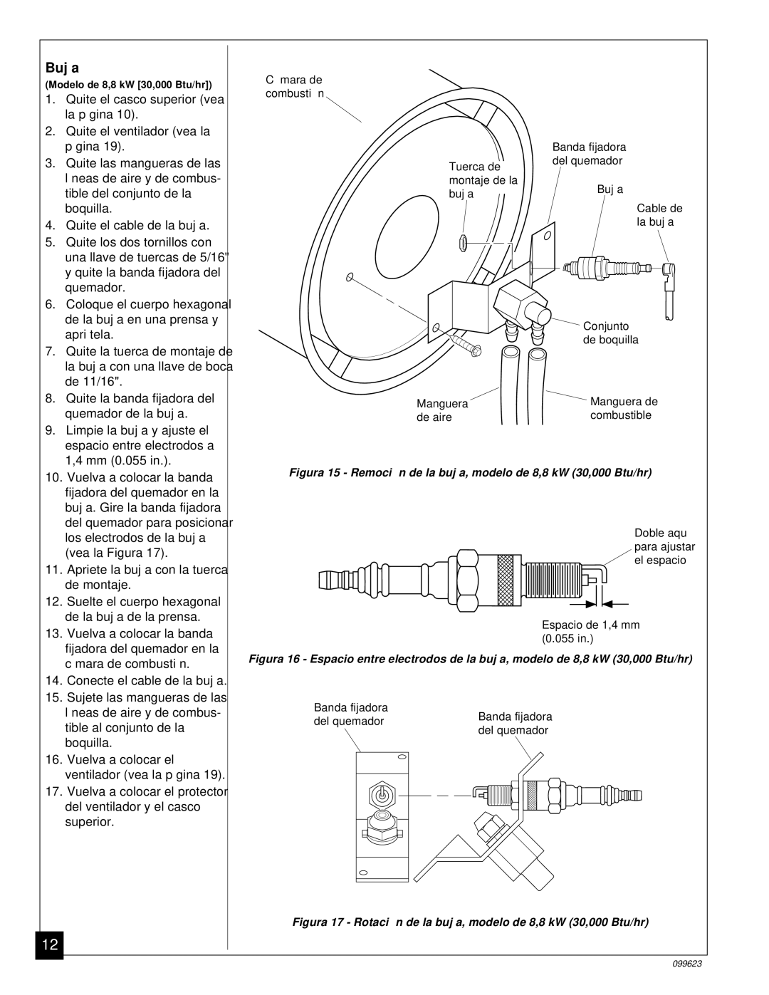 Desa 4 (90, 44 kW (150, 8 (30, 5 (70, 20, 26, 000 Btu/Hr) owner manual Bujía 