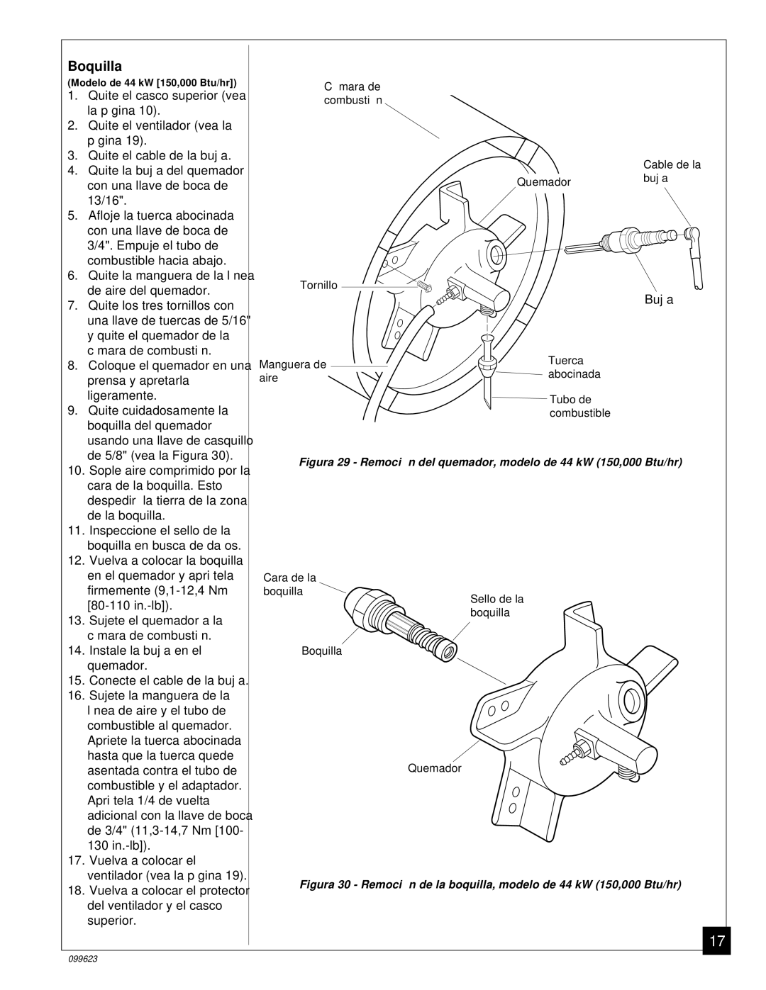 Desa 8 (30, 44 kW (150, 5 (70, 4 (90, 20, 26, 000 Btu/Hr) owner manual Afloje la tuerca abocinada 