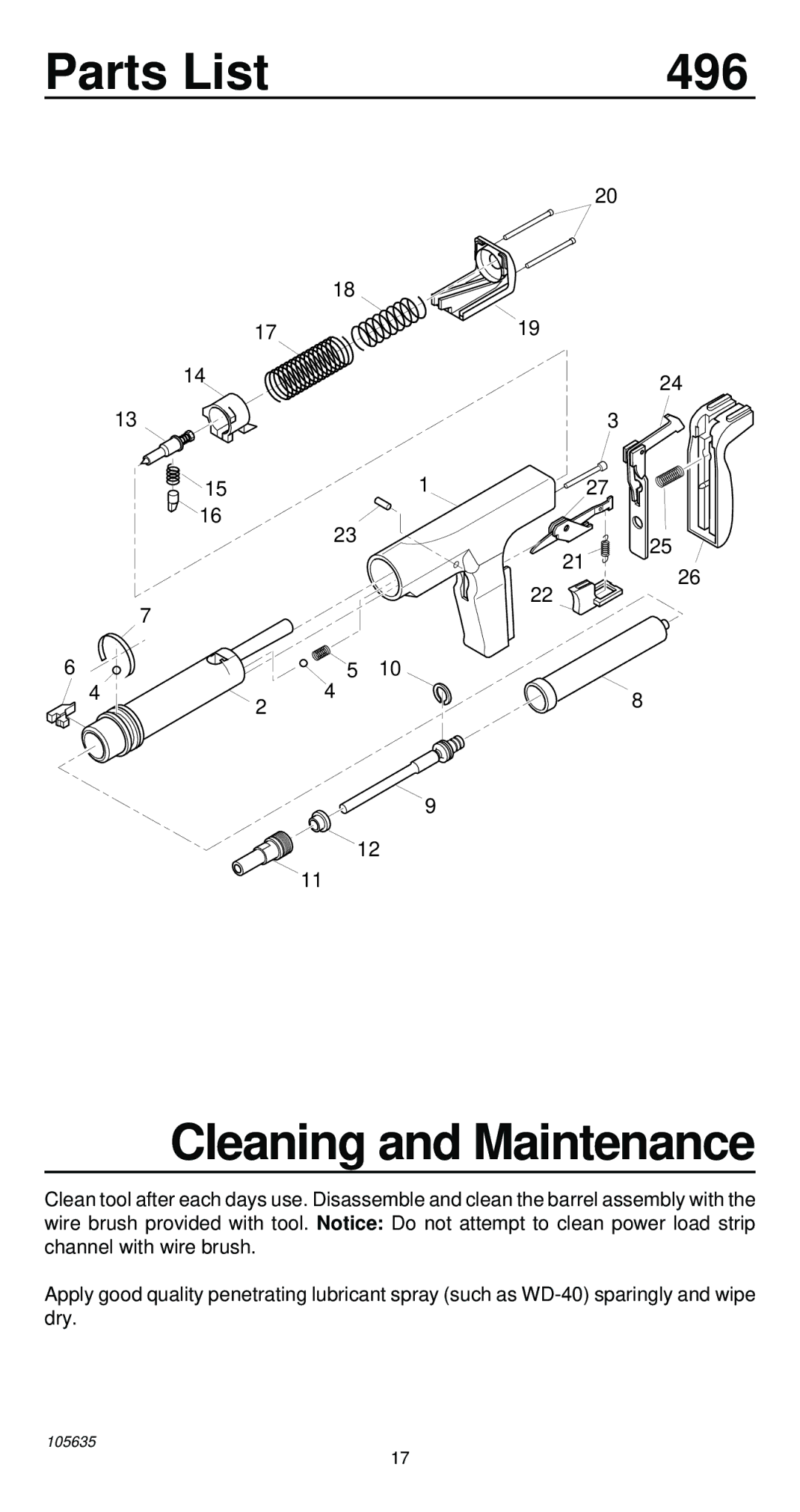 Desa 496 operating instructions Cleaning and Maintenance 