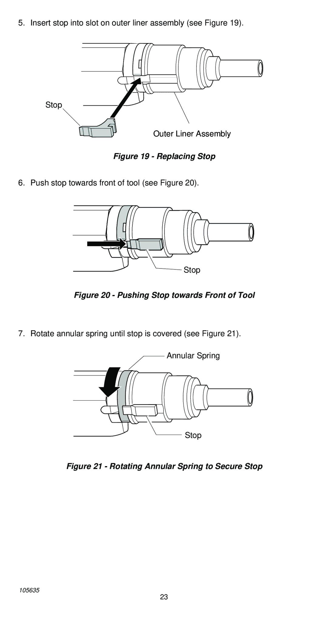 Desa 496 operating instructions Replacing Stop 