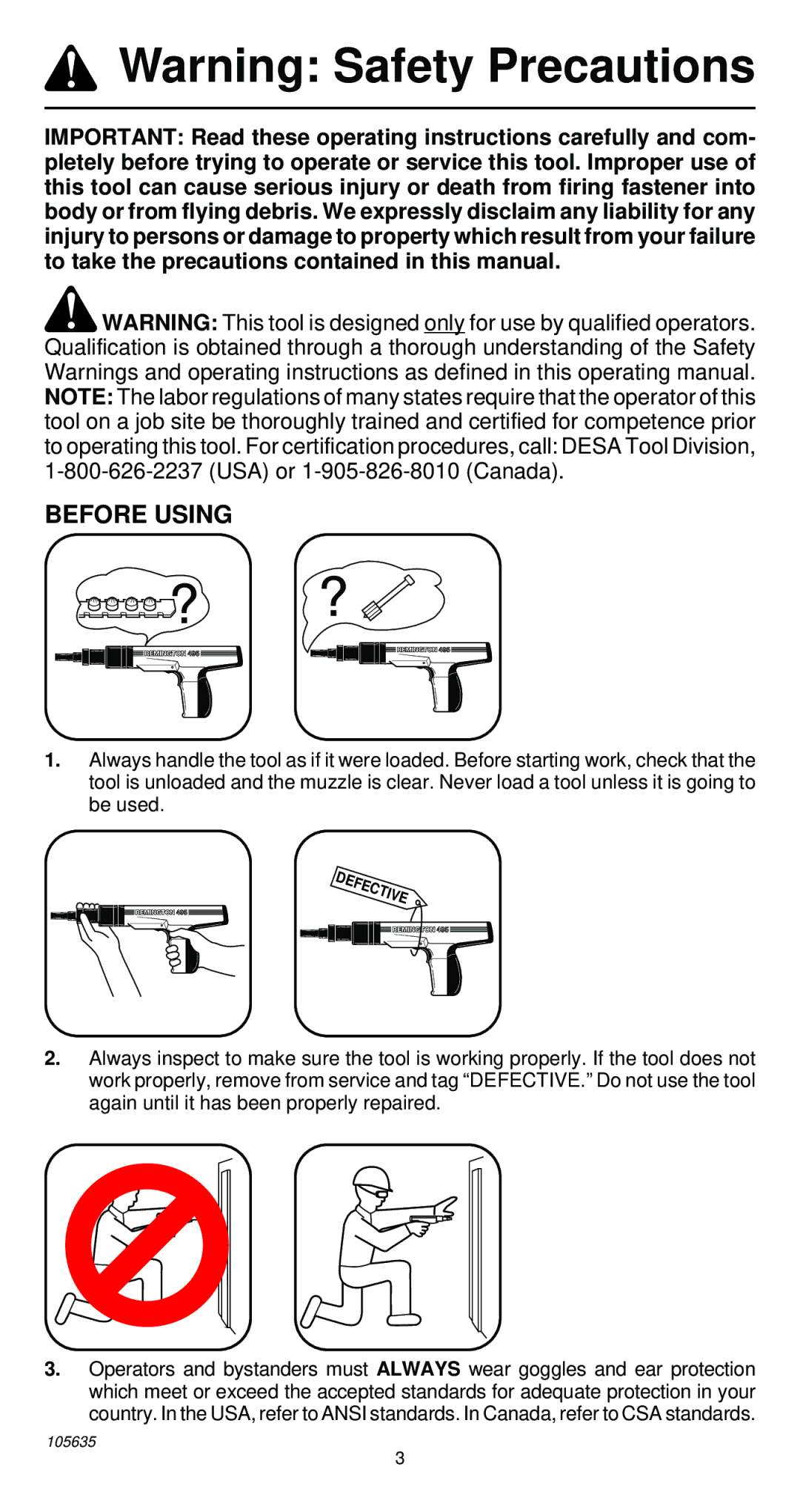 Desa 496 operating instructions Before Using 