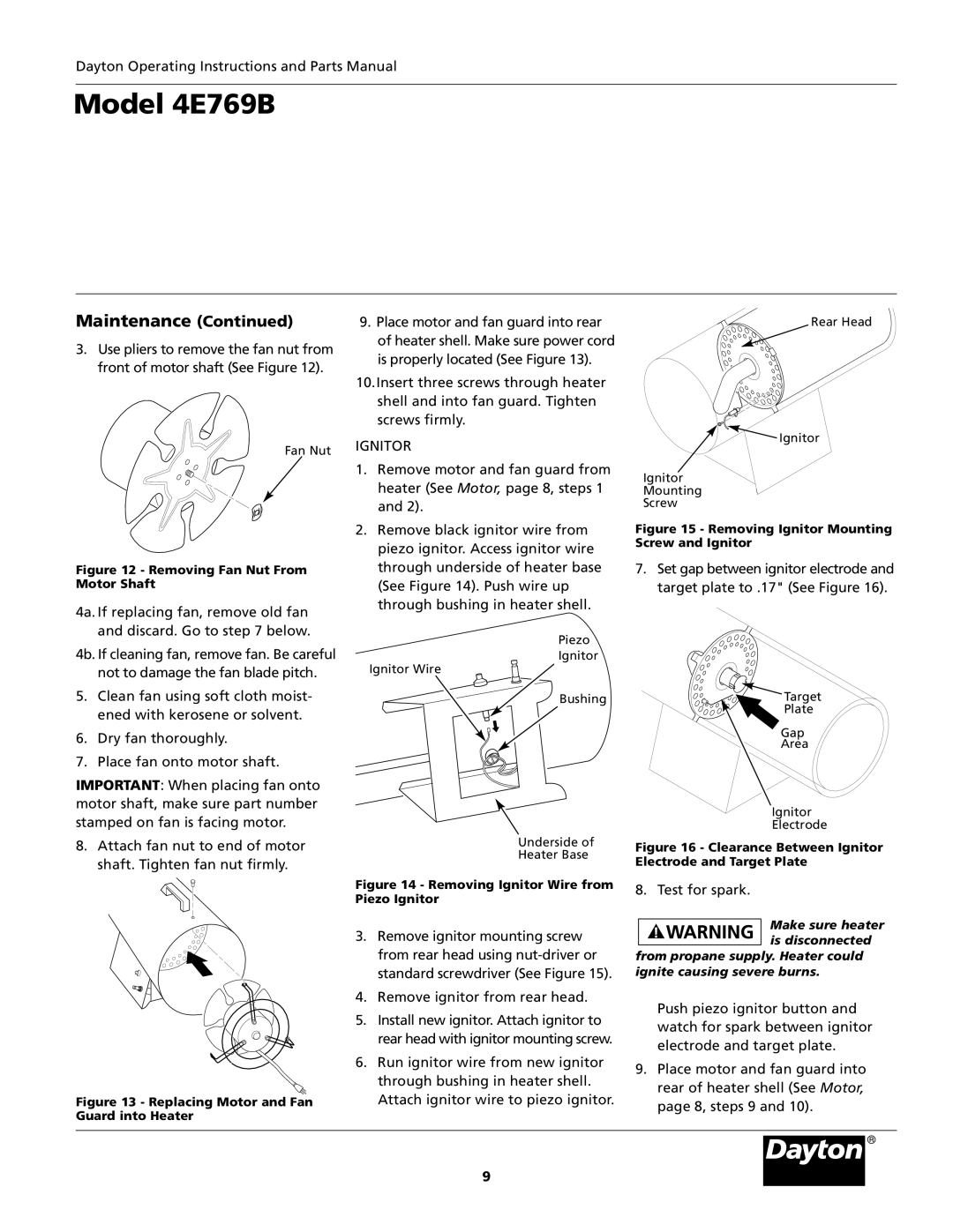 Desa 4E769B operating instructions Ignitor 