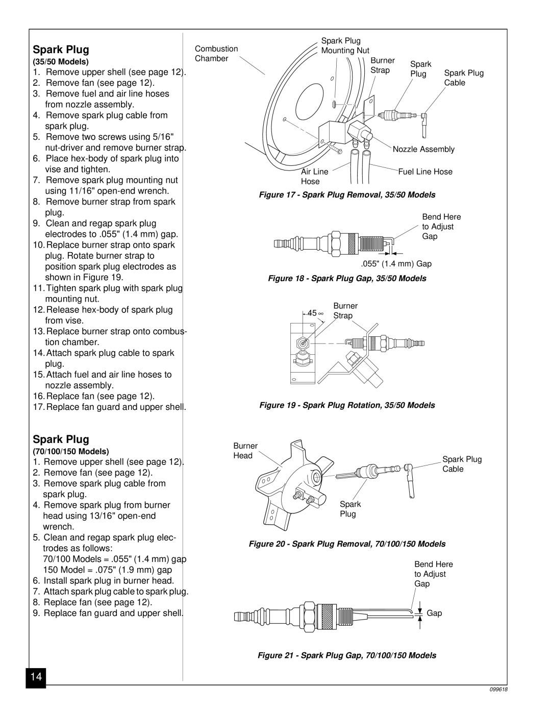 Desa owner manual Spark Plug Removal, 35/50 Models 