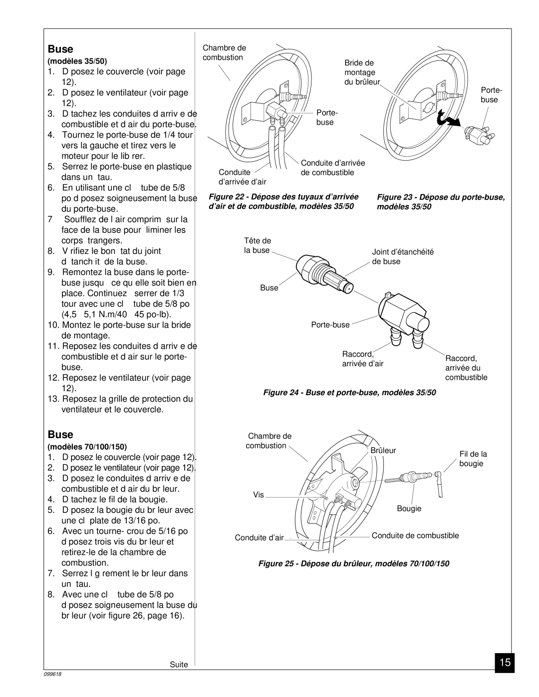 Desa owner manual Buse, ’air et de combustible, modèles 35/50 Modèles 35/50 