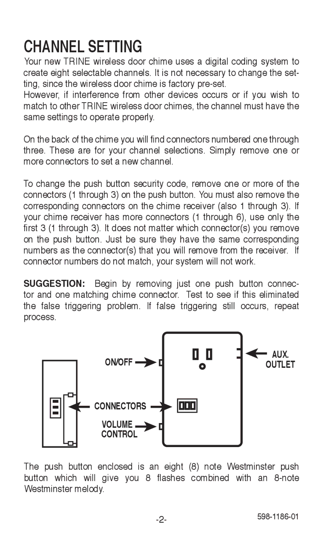 Desa 598-1186-01 installation instructions Channel Setting, Connectors Volume Control 