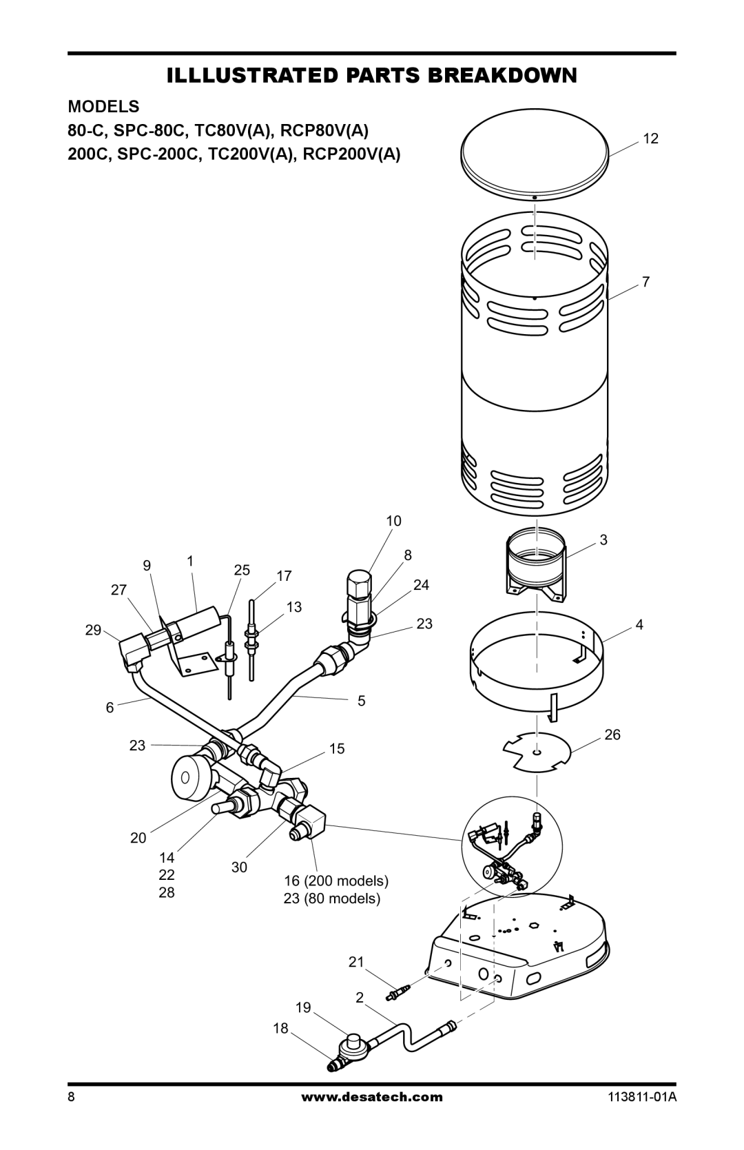 Desa 75-200, 30-80 owner manual Illlustrated Parts Breakdown, Models 