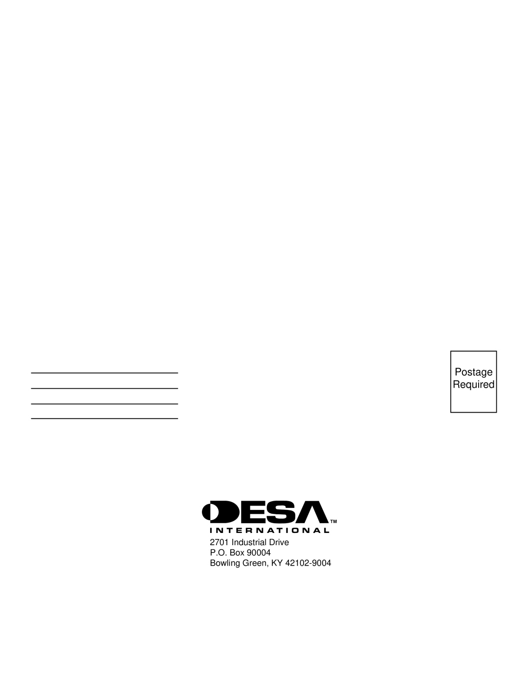 Desa A, B, C, A, C, B installation manual Postage Required 