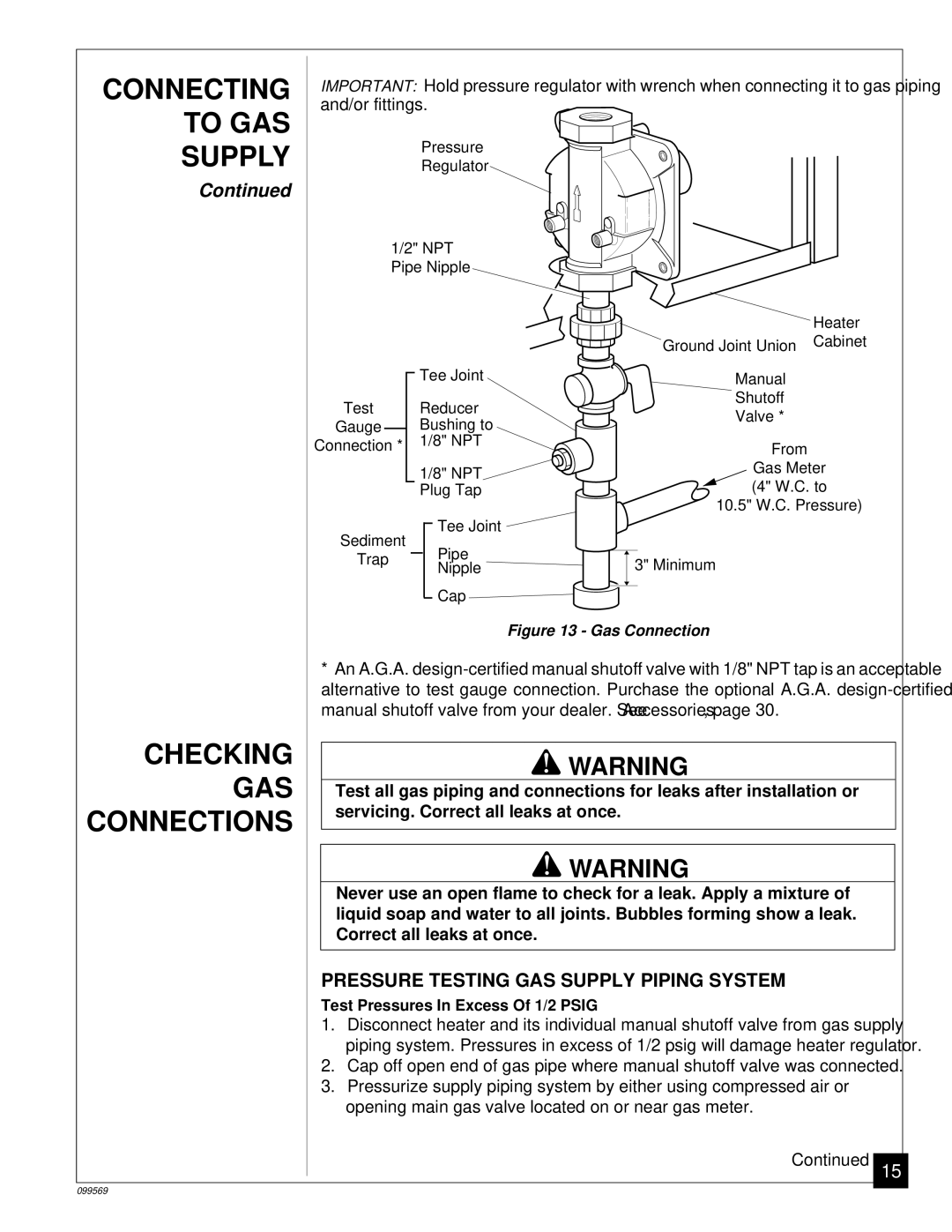 Desa Checking GAS, Connections, Pressure Testing GAS Supply Piping System, Servicing. Correct all leaks at once 