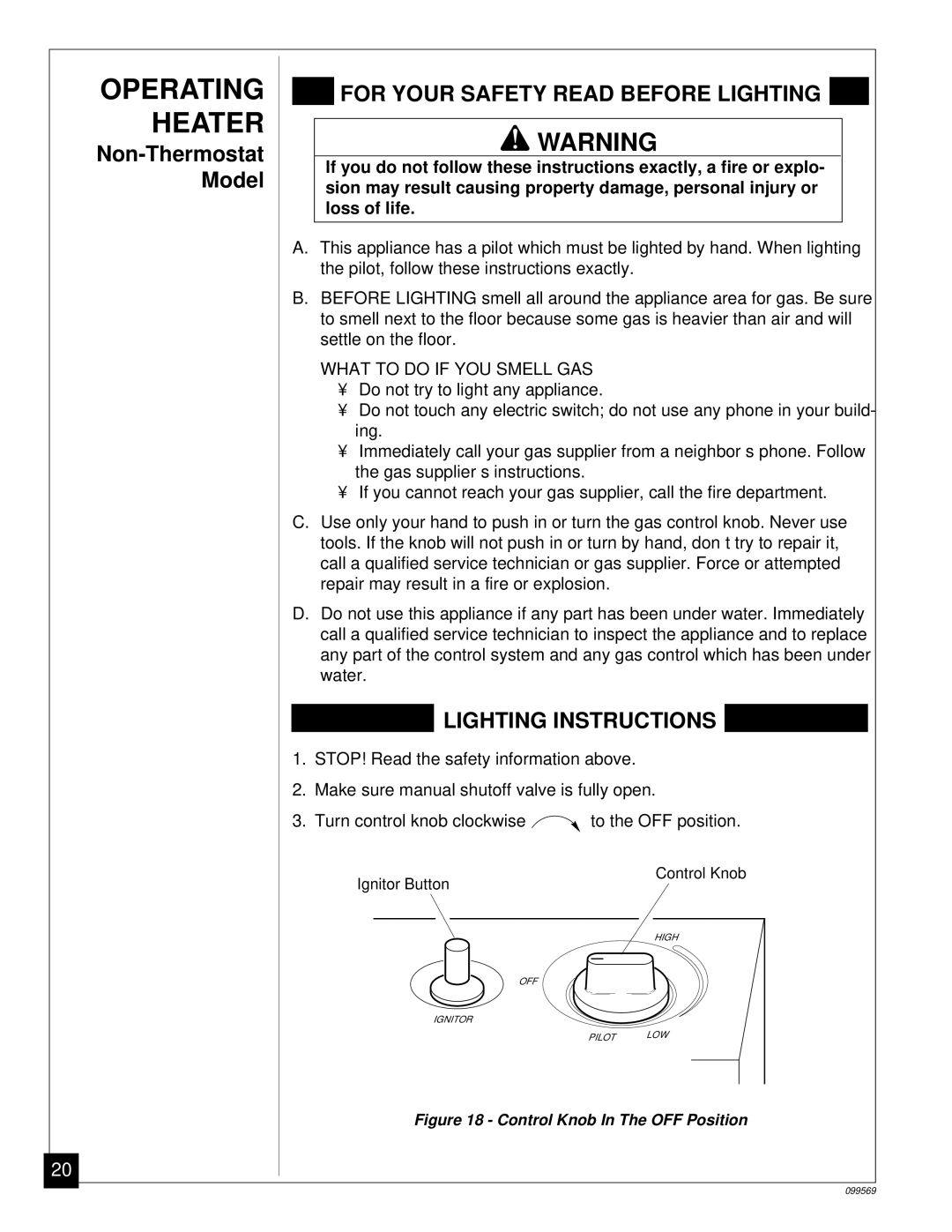 Desa A installation manual Non-Thermostat Model 