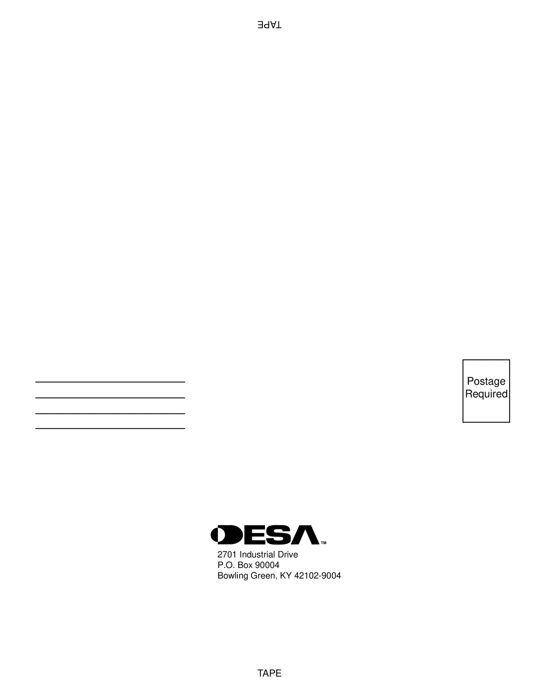 Desa 24, and 30 installation manual Postage Required 