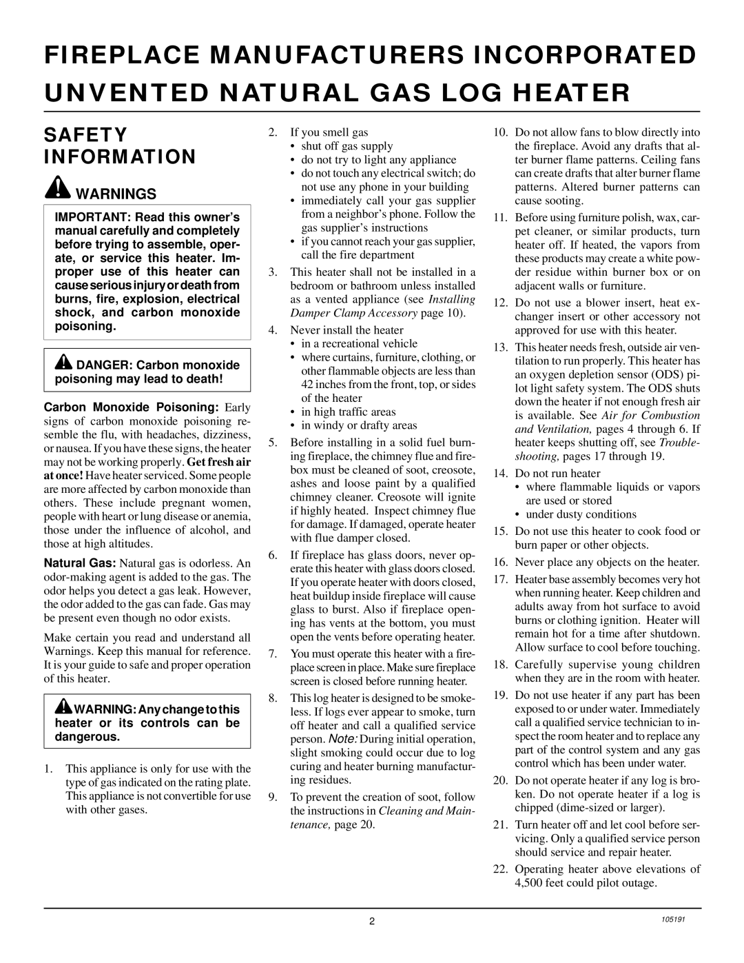 Desa FVF24N, and FVF30N, FVF18N installation manual Safety Information 