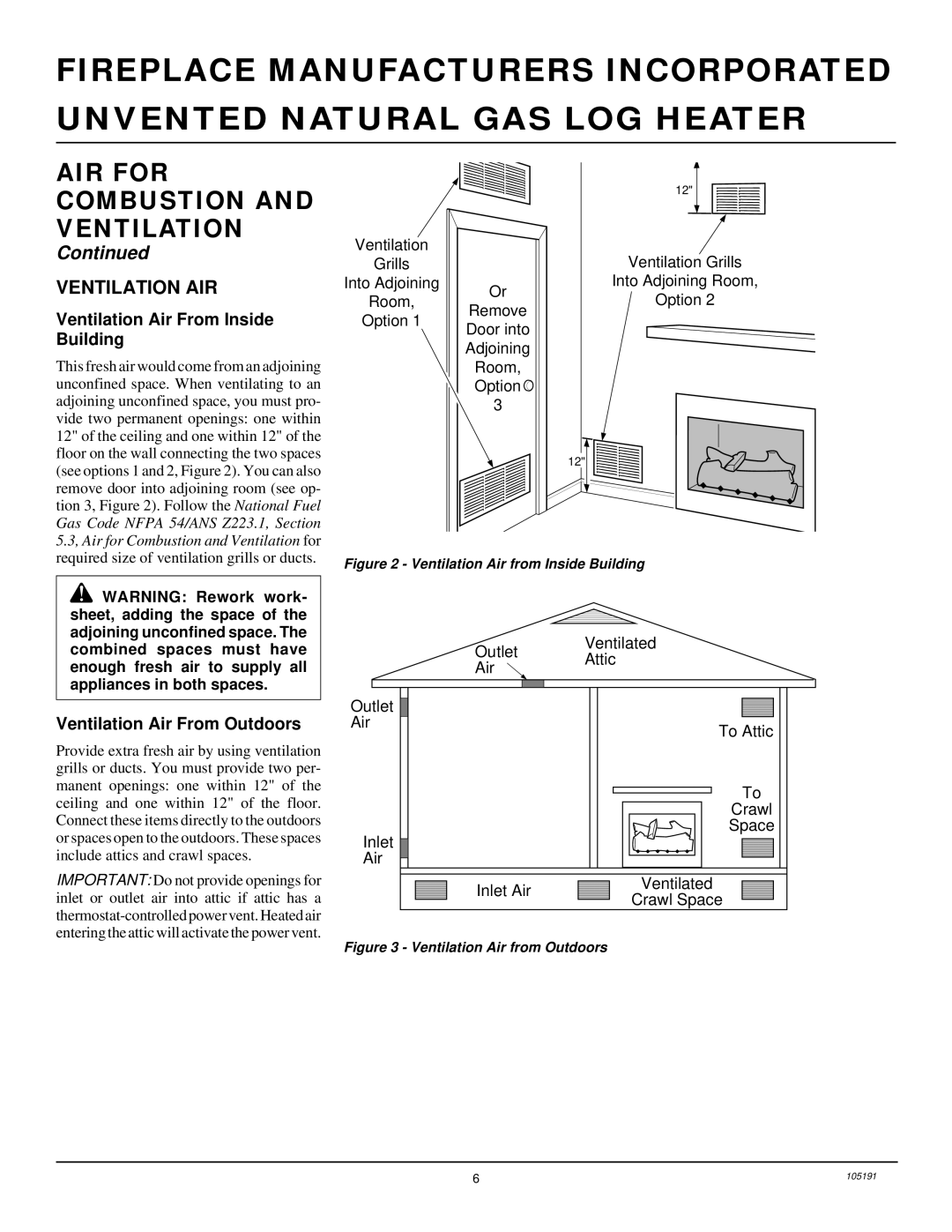 Desa and FVF30N, FVF18N, FVF24N Ventilation AIR, Ventilation Air From Inside, Building, Ventilation Air From Outdoors 