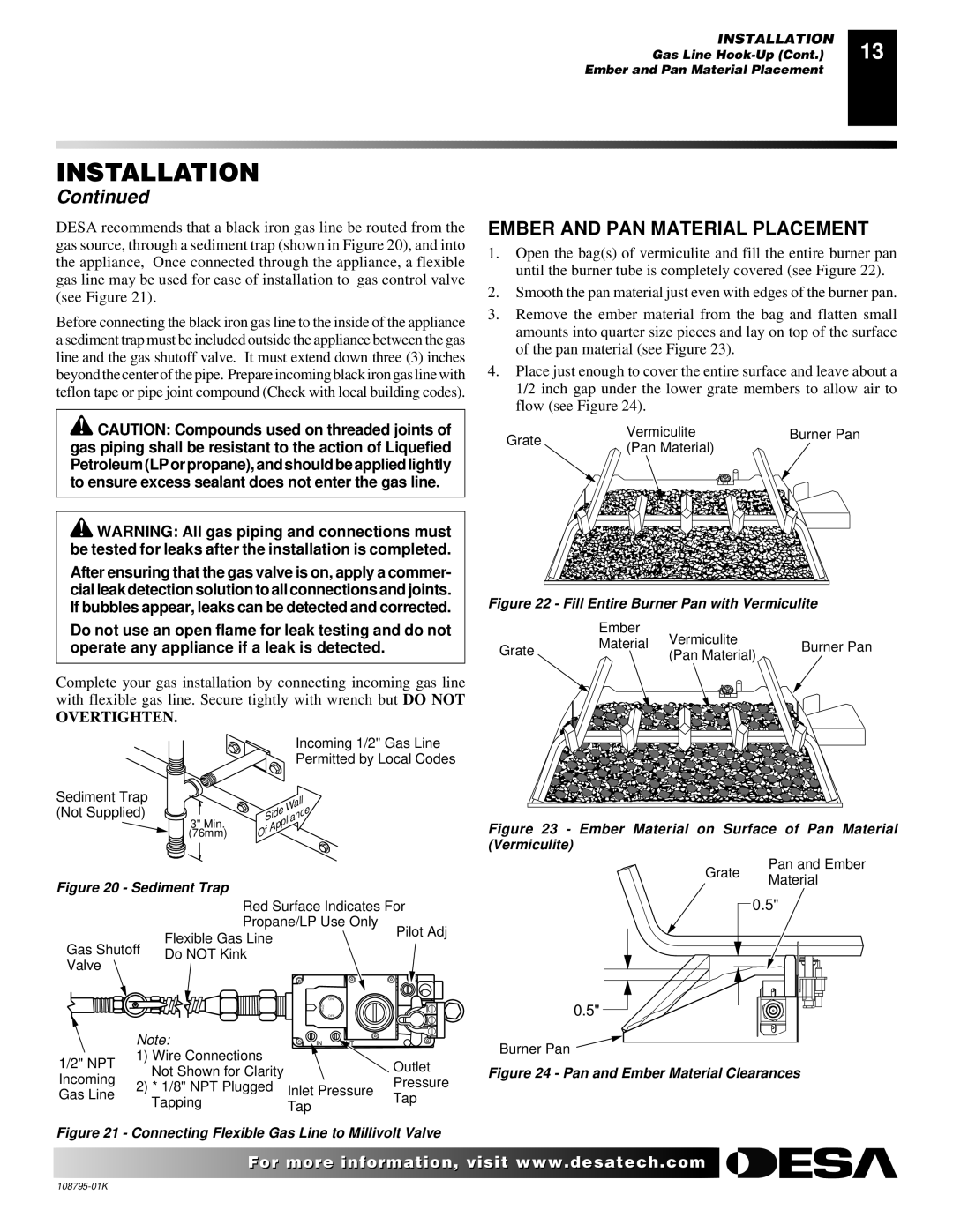 Desa AND VM42 installation manual Ember and PAN Material Placement, Overtighten 