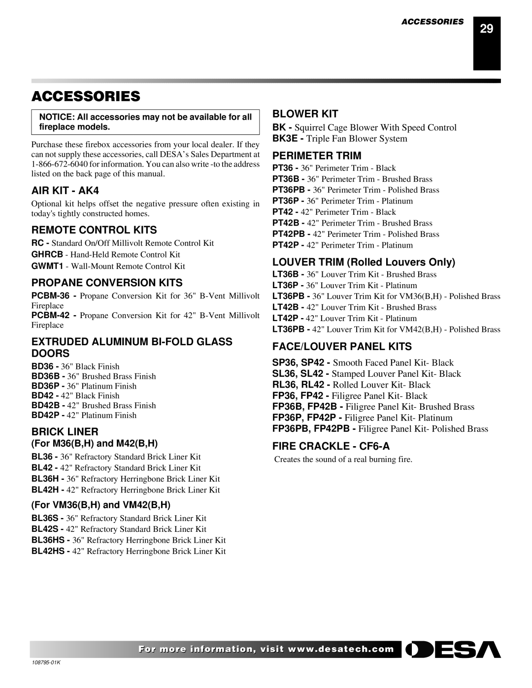 Desa AND VM42 installation manual Accessories 