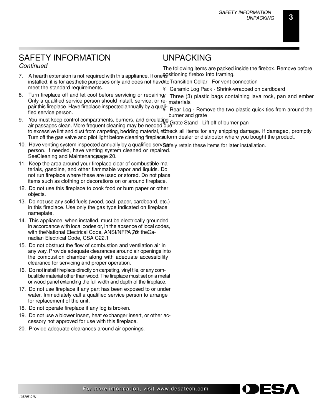 Desa AND VM42 installation manual Unpacking 