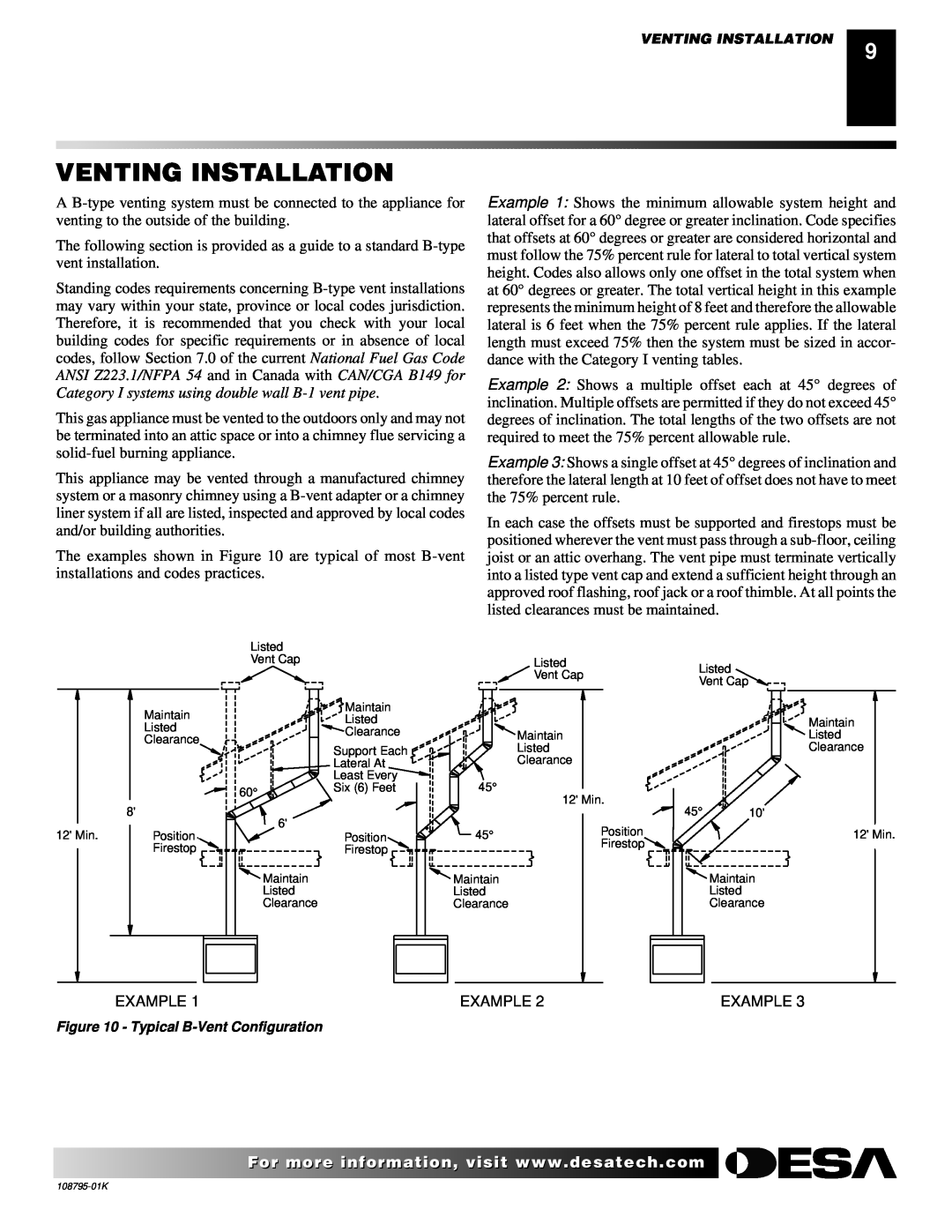 Desa AND VM42 installation manual Venting Installation 