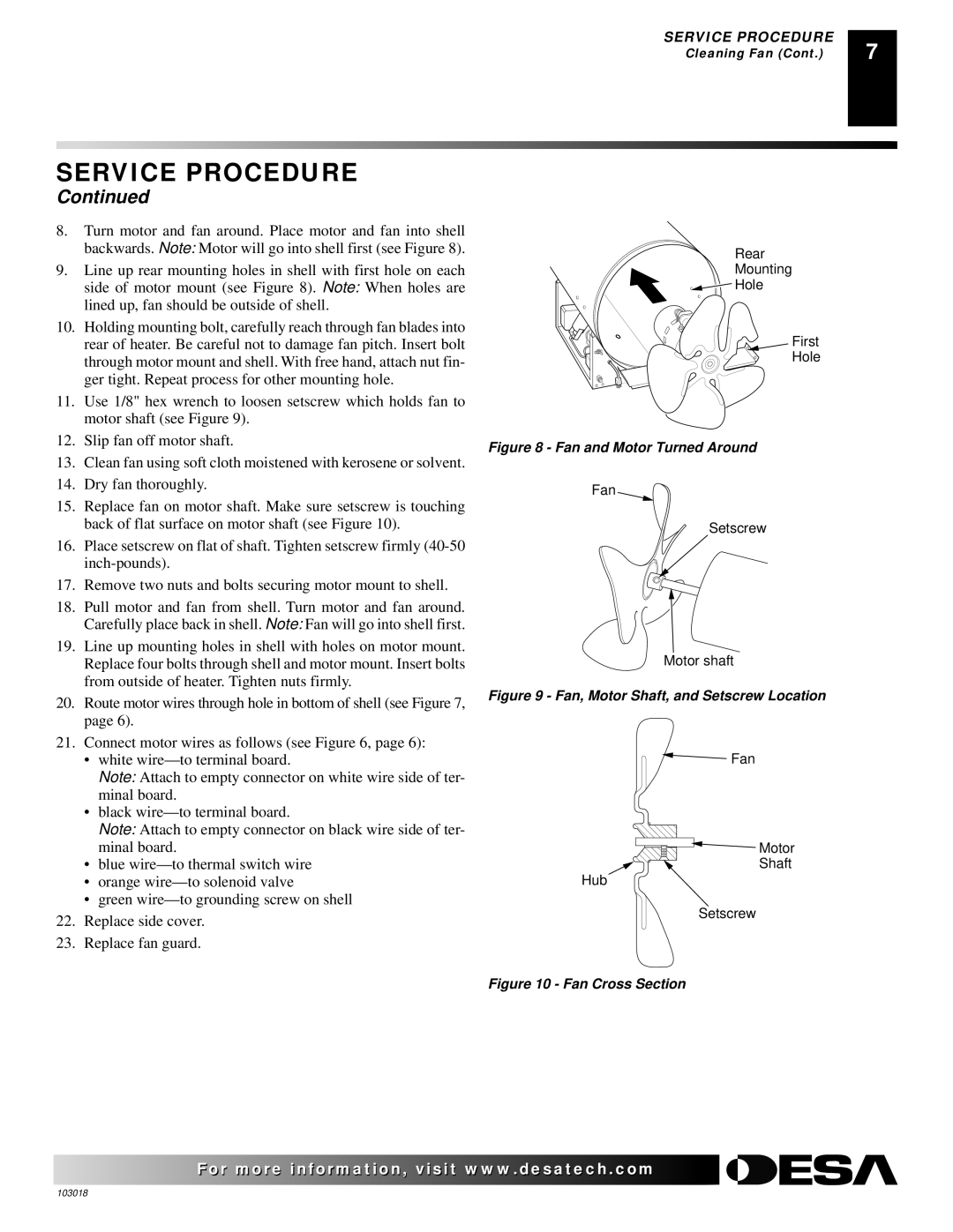 Desa AT Series owner manual Service Procedure 