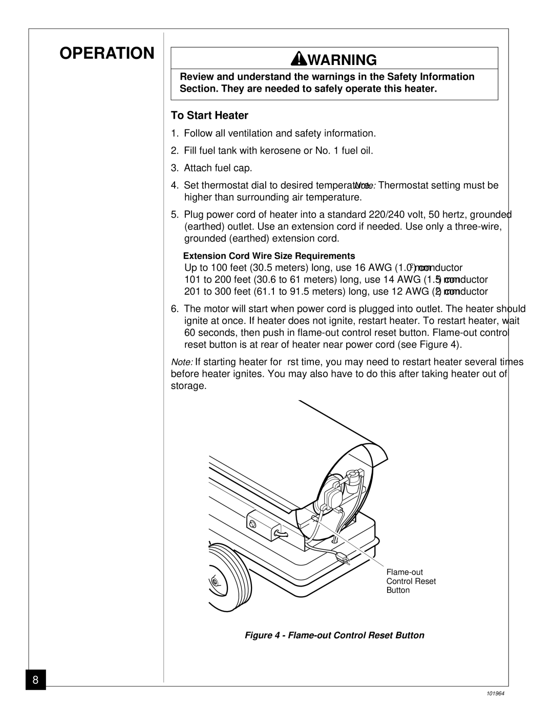 Desa B350CE owner manual Operation, To Start Heater 