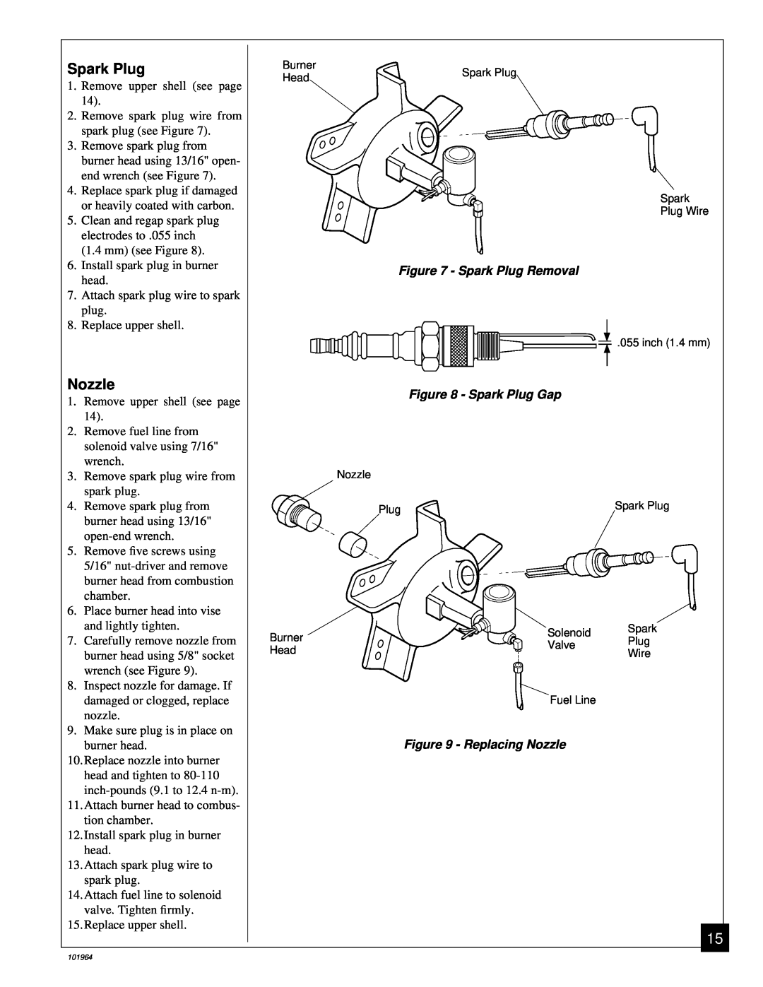 Desa B350CE owner manual Spark Plug Removal, Spark Plug Gap, Replacing Nozzle 