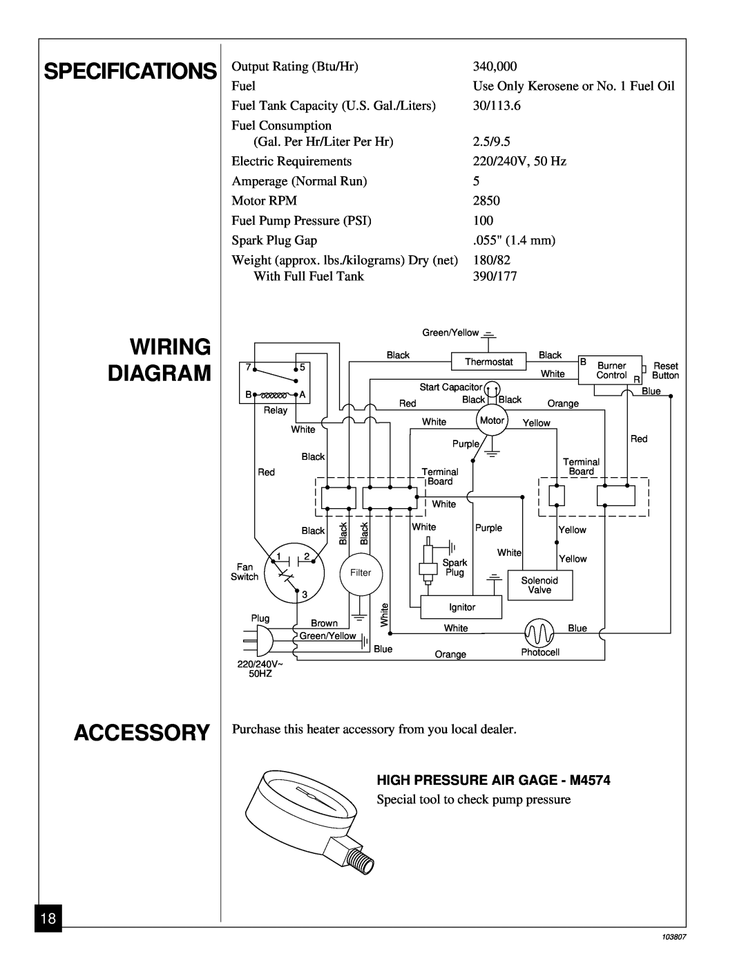 Desa B350CEA owner manual Wiring, Accessory, Diagram 