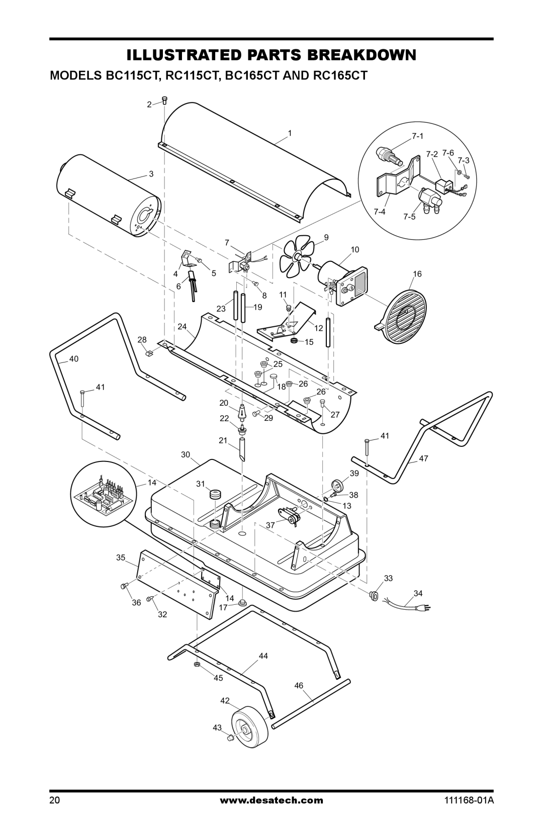 Desa BC40, BC70T, BC55T, RC55T, RC70T owner manual Models BC115CT, RC115CT, BC165CT and RC165CT 