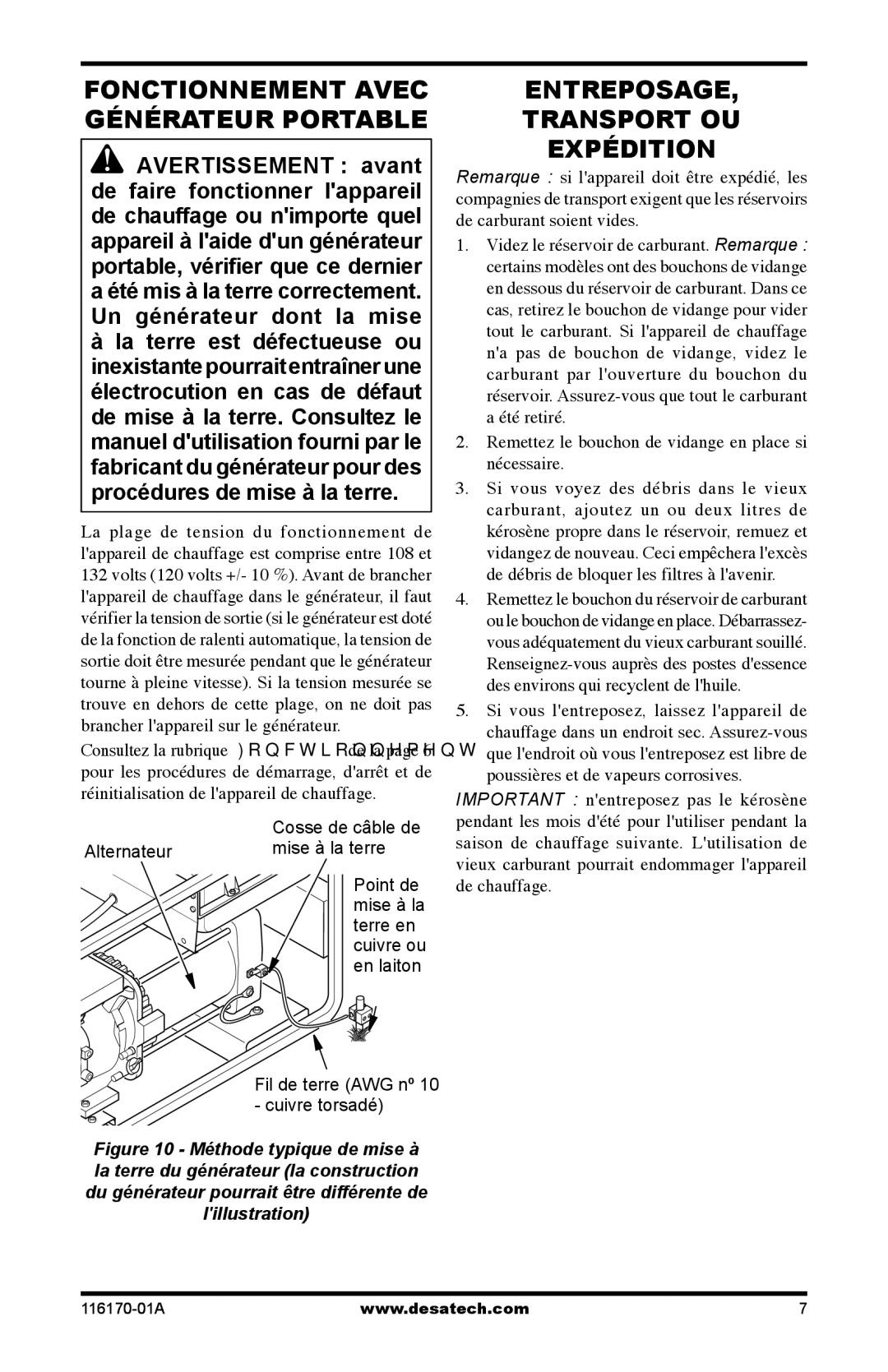 Desa RC165DT, BC55CT, BC115DT, BC165DT, RC40 Entreposage Transport OU Expédition, Réinitialisation de lappareil de chauffage 