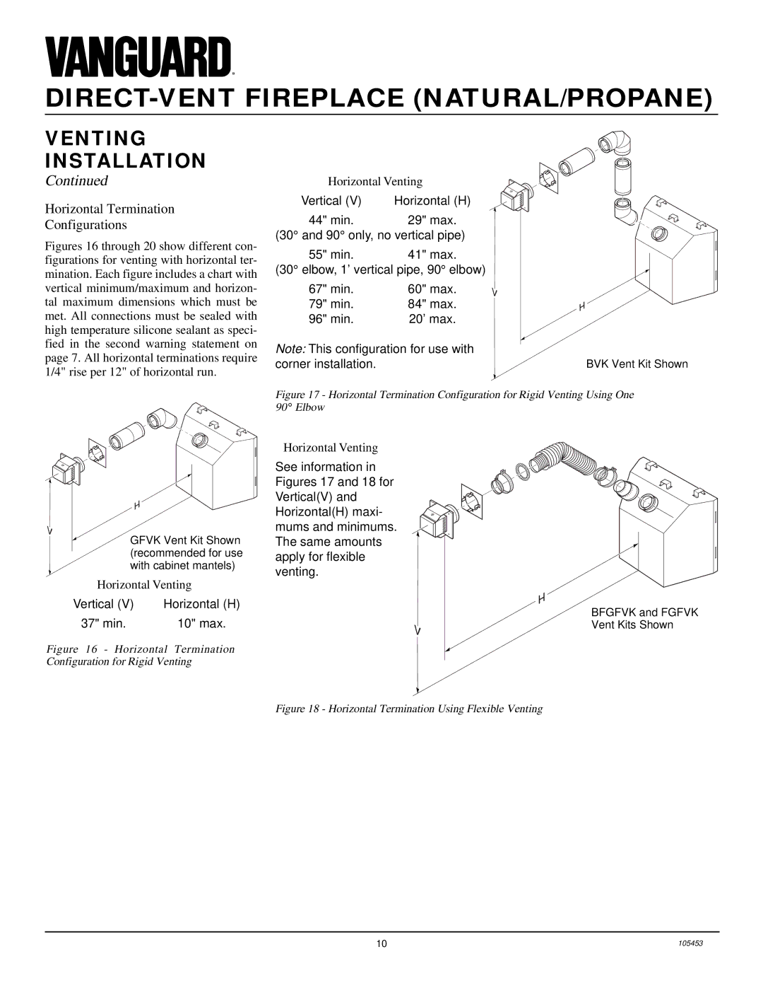 Desa BDV34N(A) installation manual Horizontal Termination Configurations, Horizontal Venting 