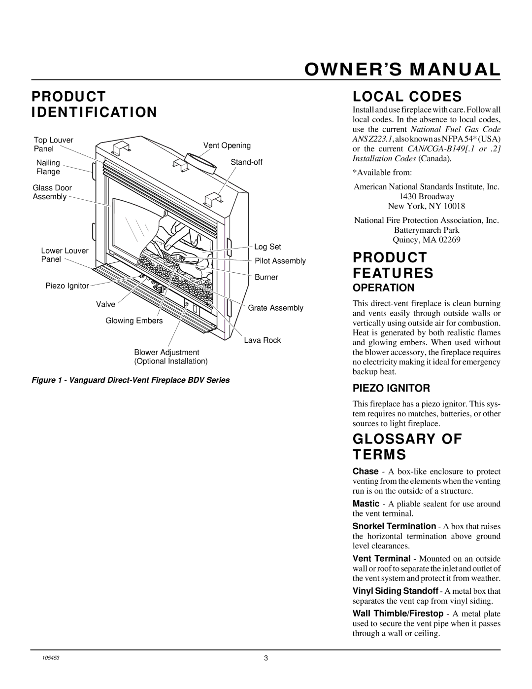 Desa BDV34N(A) installation manual Product Identification, Local Codes, Product Features, Glossary Terms 