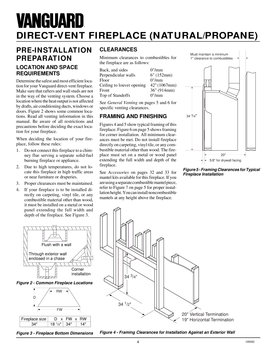 Desa BDV34N(A) PRE-INSTALLATION Preparation, Clearances, Location and Space Requirements, Framing and Finishing 