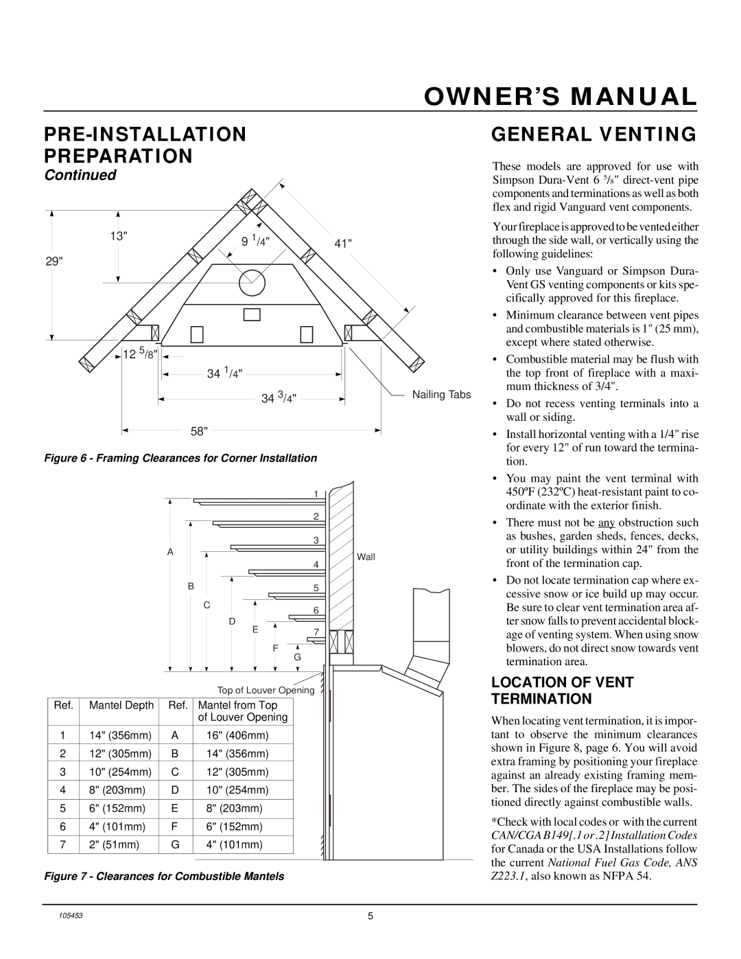 Desa BDV34N(A) installation manual General Venting, Location of Vent Termination 