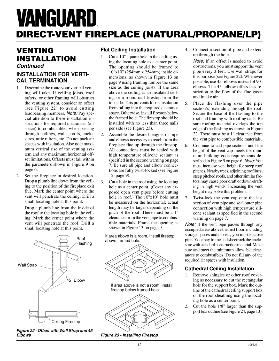 Desa DDV37N/P, BDV41N/P Installation for VERTI- CAL Termination, Flat Ceiling Installation, Cathedral Ceiling Installation 