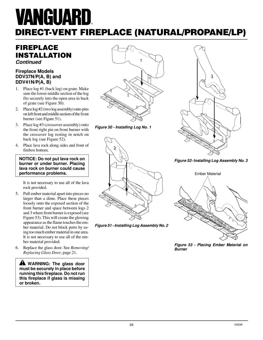 Desa B), BDV41N/P, BDV37N/P installation manual Fireplace Models DDV37N/PA, B DDV41N/PA, B, Installing Log Assembly No 