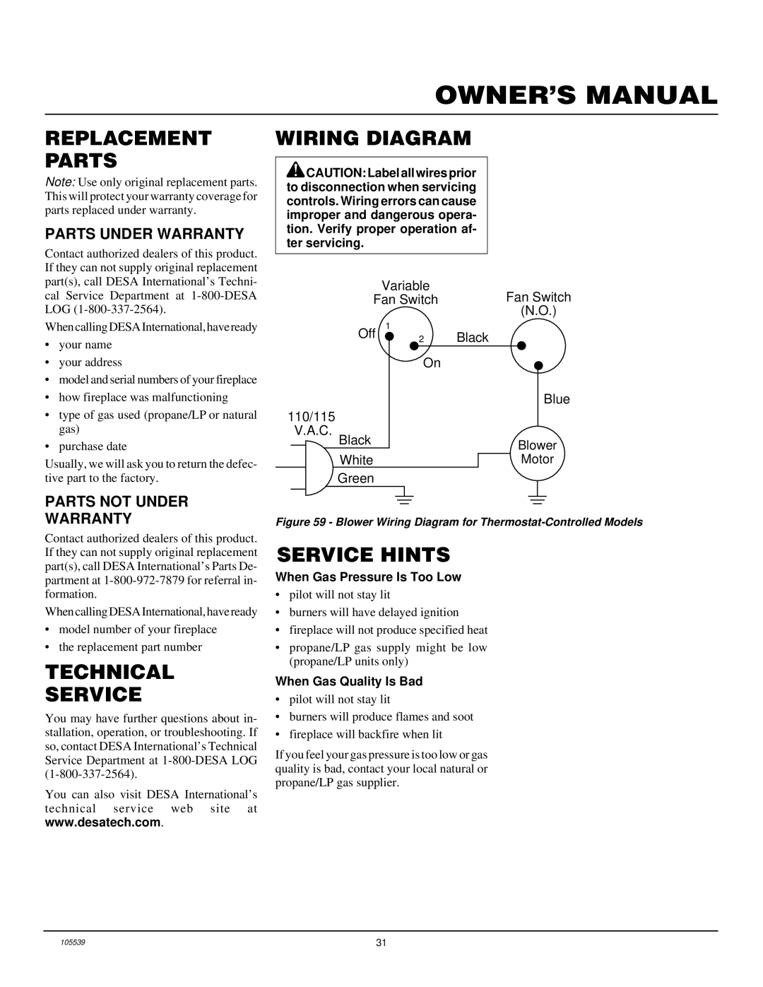 Desa BDV37N/P, BDV41N/P, DDV37N/P, DDV41N/P, B) Replacement Parts, Wiring Diagram, Technical Service, Service Hints 