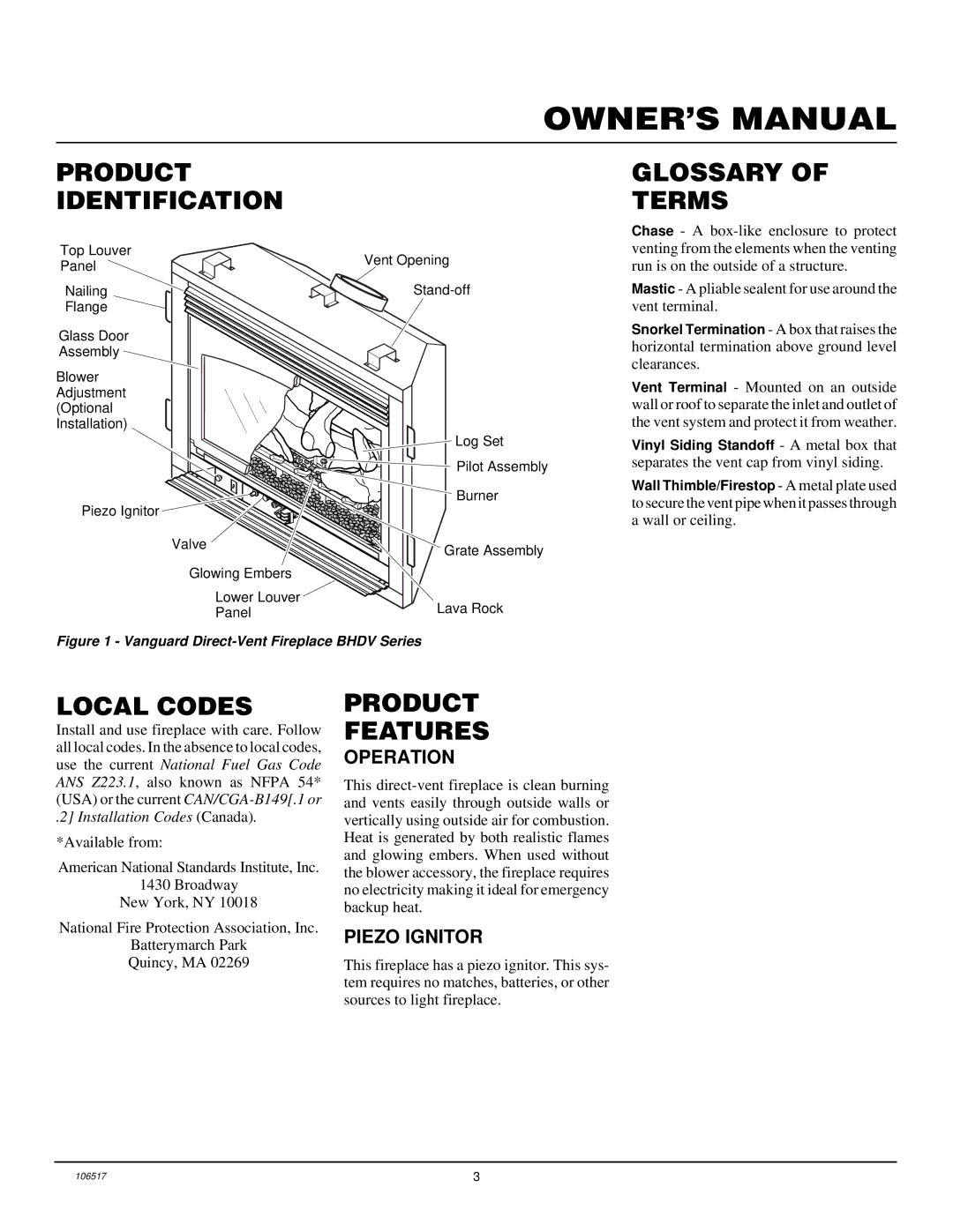 Desa BHDV37NC, BHDV41NC, BHDV37PC, BHDV41PC Product Identification, Glossary Terms, Local Codes, Product Features 