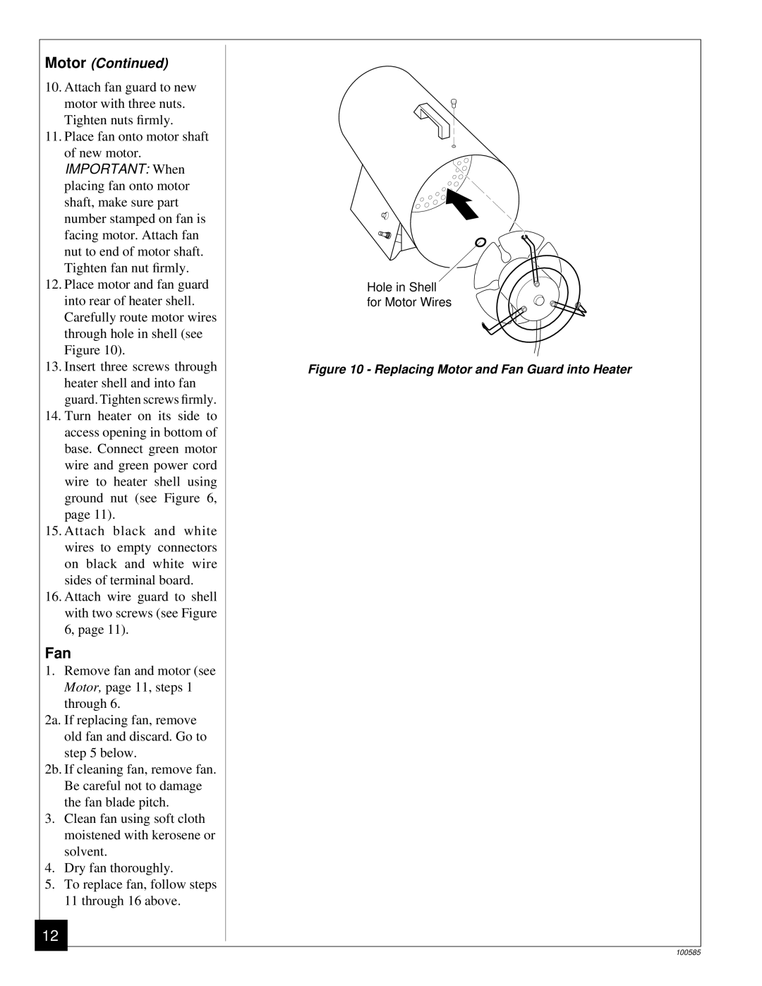 Desa BLP155AT owner manual Fan, Motor 