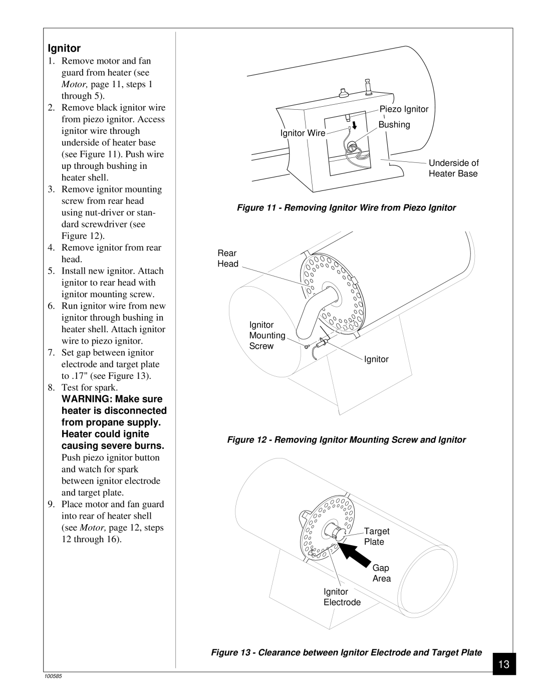 Desa BLP155AT owner manual Removing Ignitor Wire from Piezo Ignitor 