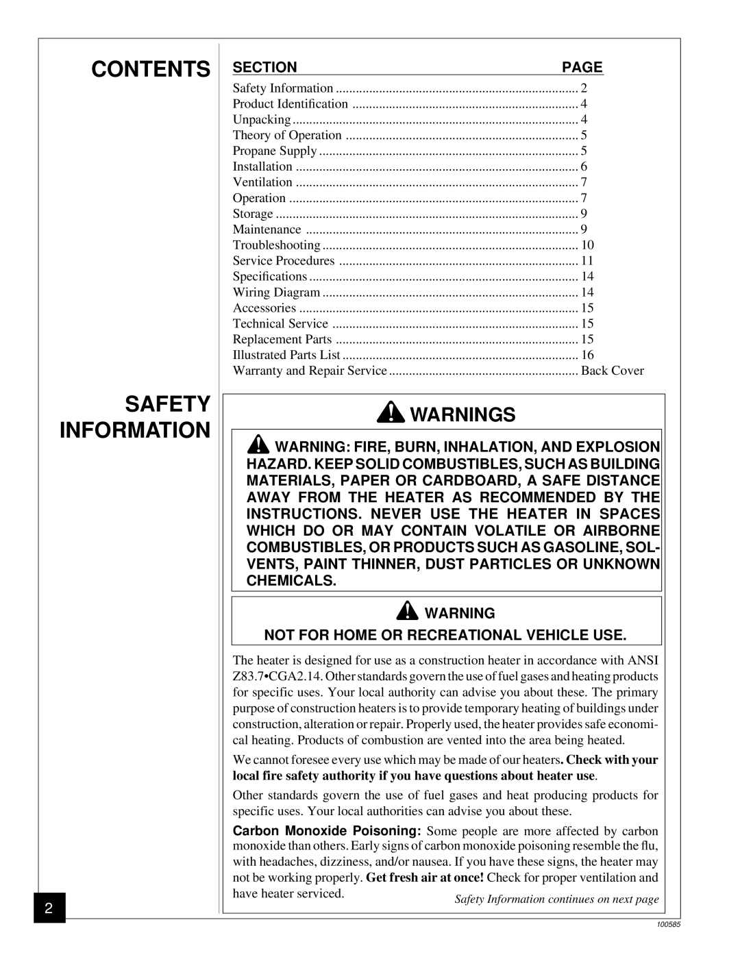 Desa BLP155AT owner manual Contents Safety Information 