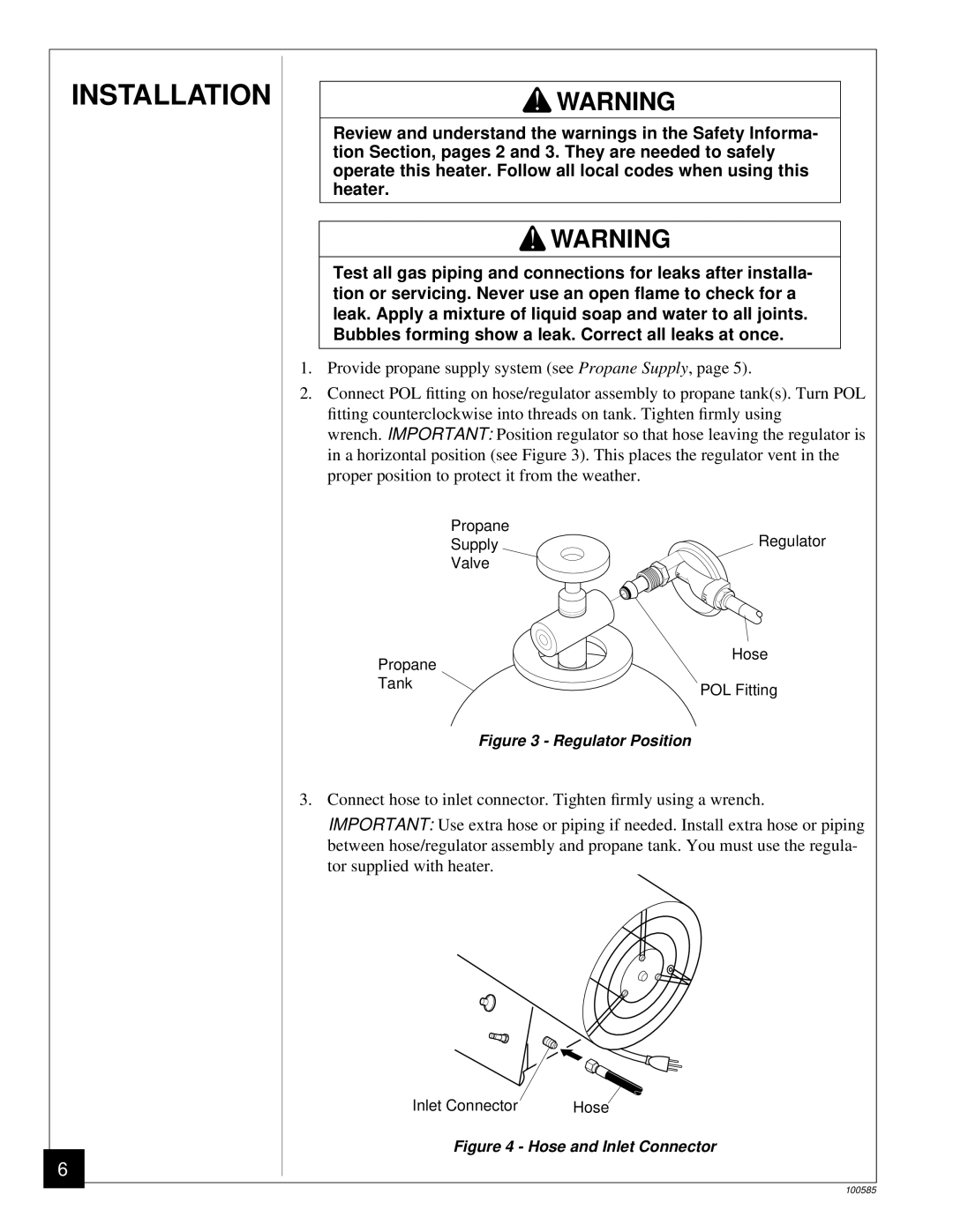 Desa BLP155AT owner manual Installation, Regulator Position 