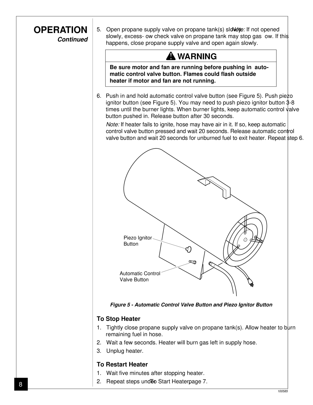 Desa BLP155AT owner manual To Stop Heater, To Restart Heater 