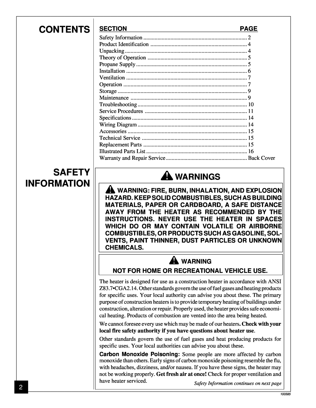 Desa BLP155AT owner manual Contents Safety Information, G 001 WARNINGS 